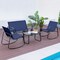 4-Piece Outdoor Patio Rocking Chair Set with Loveseat & Glass-Top Table